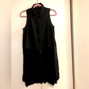 Zara Black Sleeveless Button Down Shirt